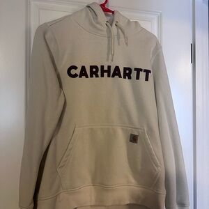 Carhartt Off-White Hoodie with purple Logo